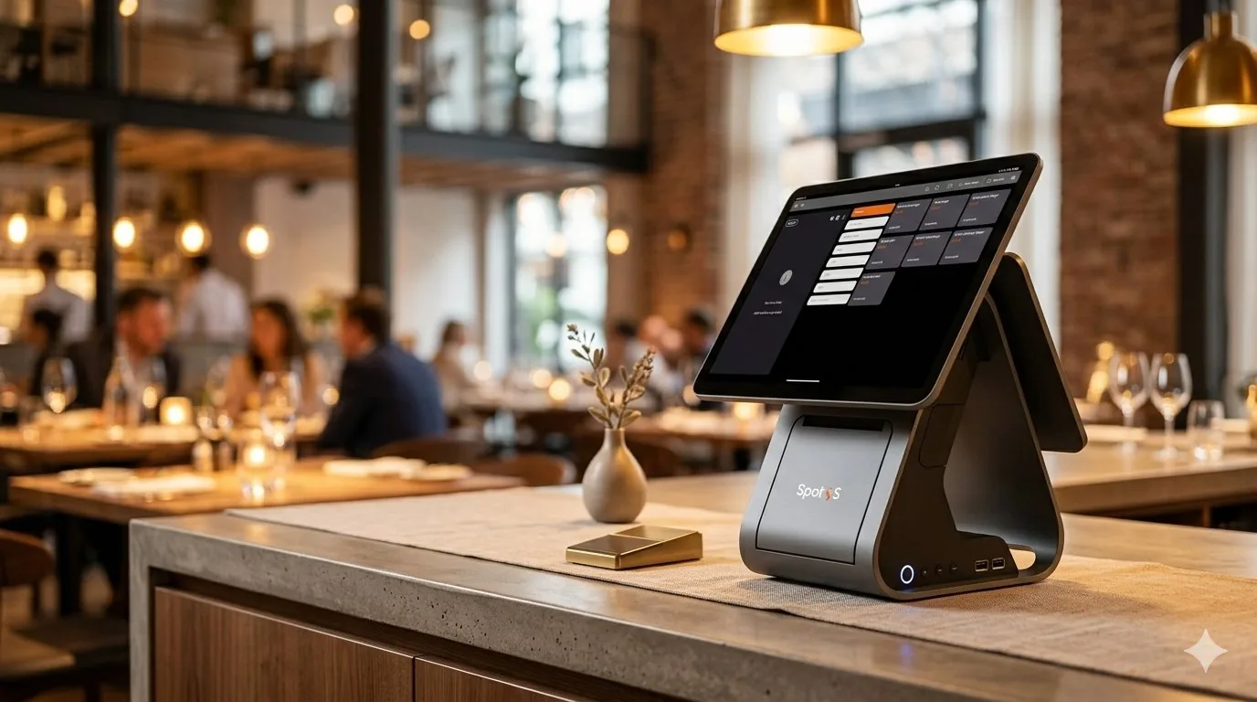 SpotrOS POS system in modern restaurant dining room